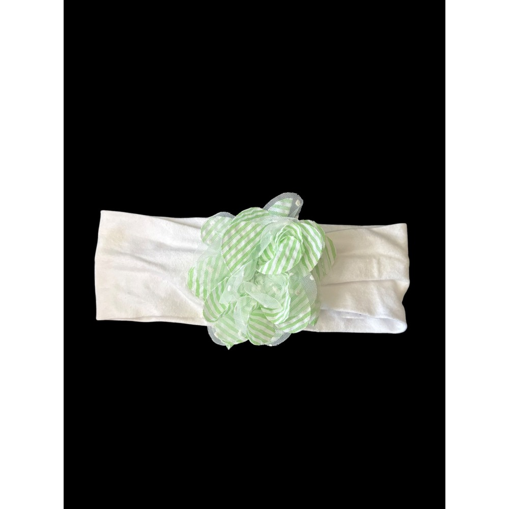 Baby Essentials Infant Headband White Green Striped Flower Baby Girl Hair Access